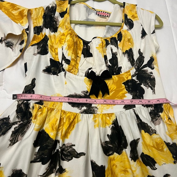 Pinup Culture flower dress xl with bolero Evelyn yellow roses swing dress - Picture 3 of 8
